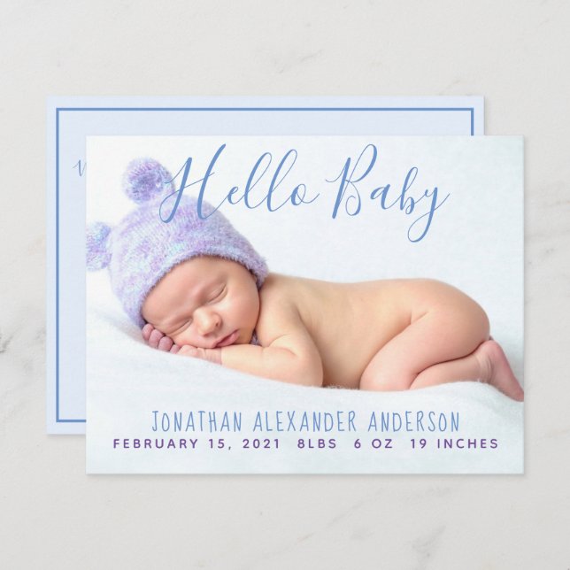 Placa Plana de Anúncio de Nascimento do Bebê Moder (Frente/Verso)