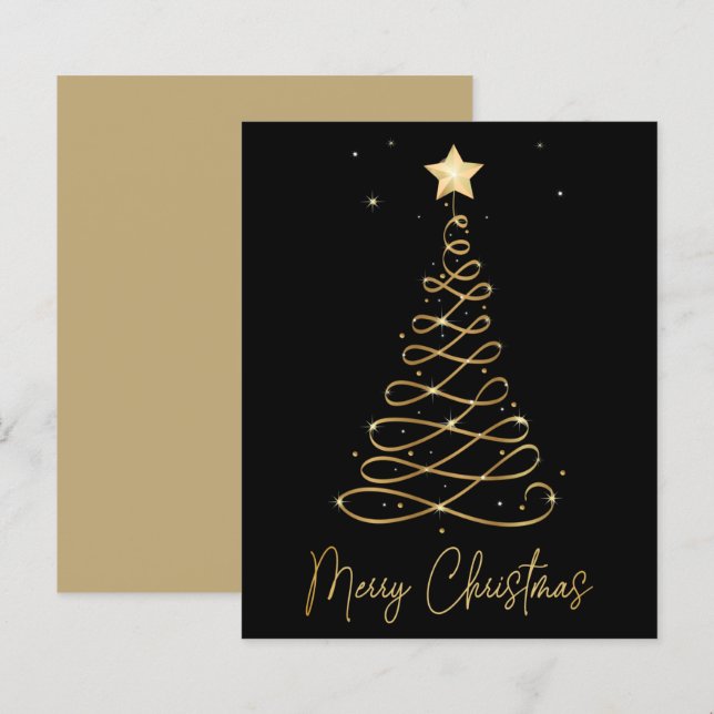 Placa plana de árvore de Natal Dourada e elegante  (Frente/Verso)