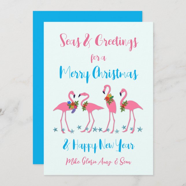 Placa Plana de Natal para o Mar e Saudações (Frente/Verso)