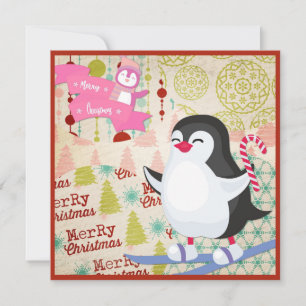 Placa plana de pinguim bonito de Natal