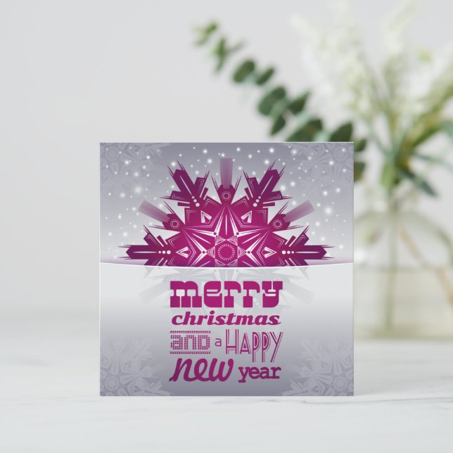  Placa plana de texto roxa de Natal feliz   (Em pé/Frente)