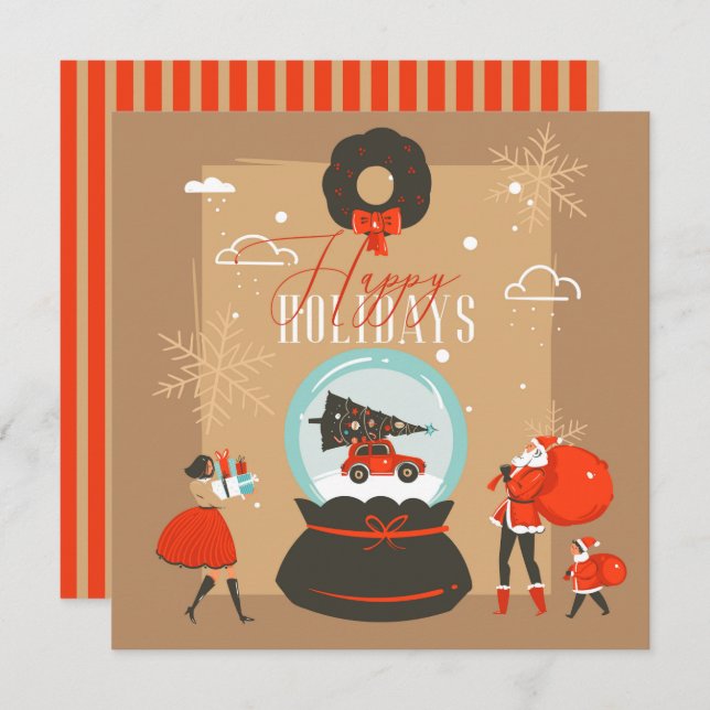 Placa plana divertida da família Feliz Natal (Frente/Verso)