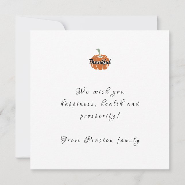 Placa Plana Feliz Ação de Graças (Verso)