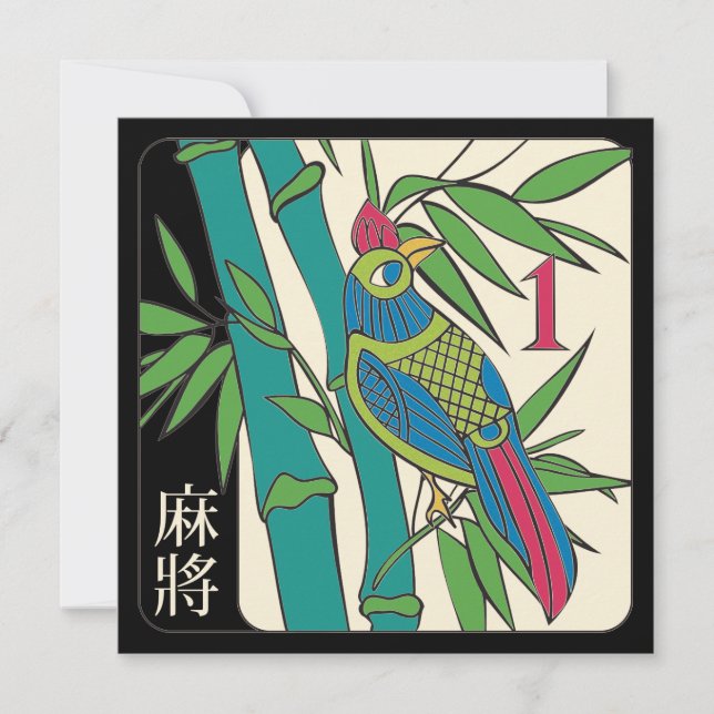 Placa Plana Mah Jongg Azulejos Bird (Frente)