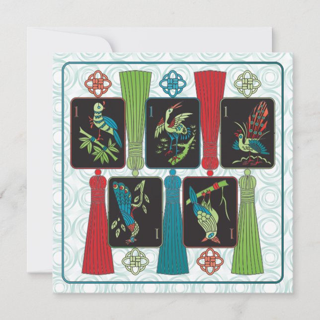 Placa plana Mah Jongg Bird Tassels (Frente)