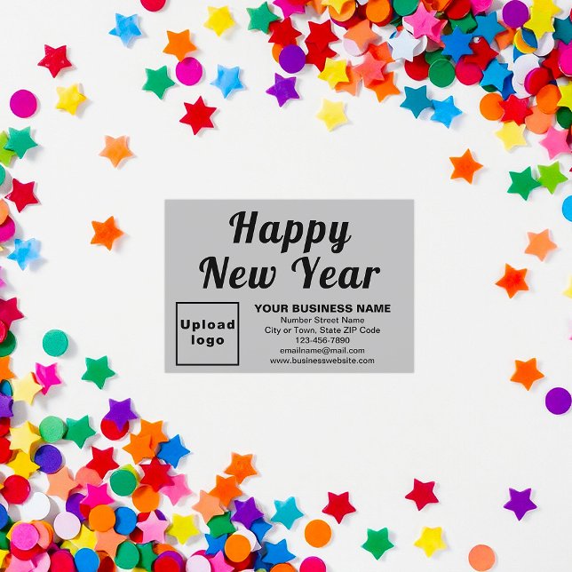 Placa Plana para Pequenas Cinzas do Ano Novo (Business brand with New Year greeting on small gray flat card)