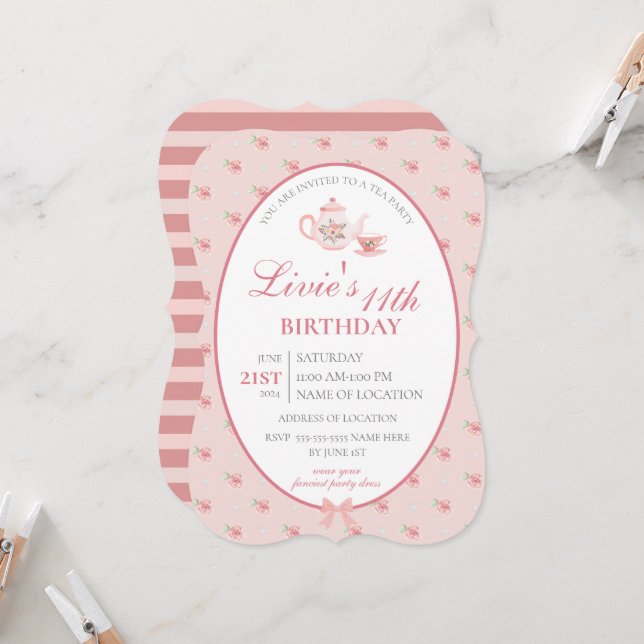 Placa plana para Rosas e pérolas do Tea Party (Frente/Verso In Situ)