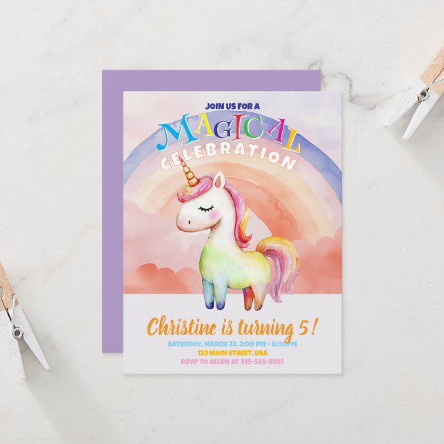 Placa plana Rainbow Unicorns (Frente/Verso In Situ)