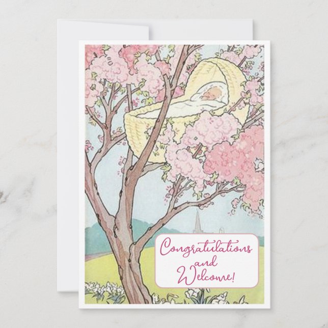 Placa Plana Vintage New Baby Parabéns (Frente)