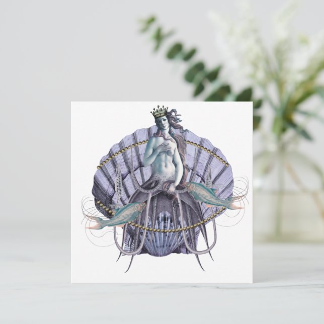 Placa Plano Quadrada de Colagem de Bruxas do Mar V (Em pé/Frente)