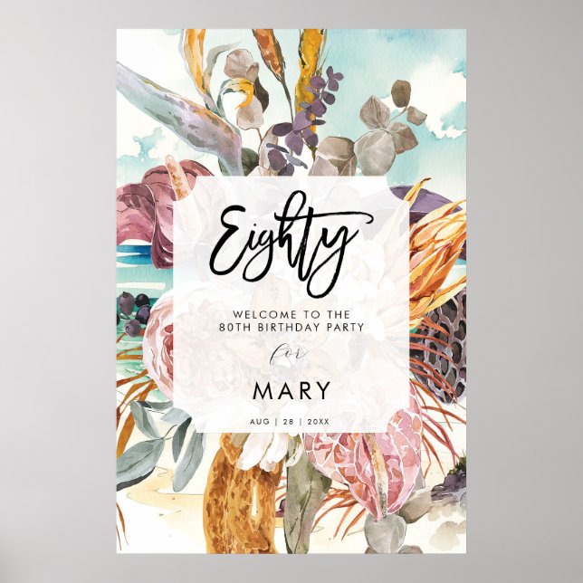 Placa poster de boas-vindas das florais tropicais  (Frente)