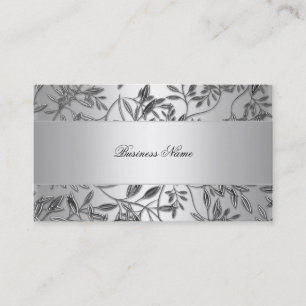 Placa Prateada Floral para Cartão de Visita Elegan