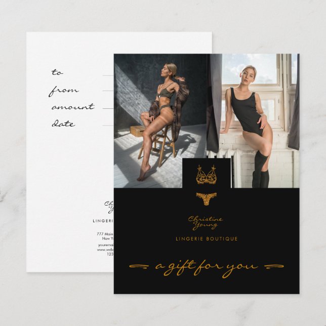 Placa Presente de Lingerie de rendas Douradas pret (Frente/Verso)