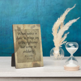 Placa Provérbios 21:15 Justiça traz alegria a justo