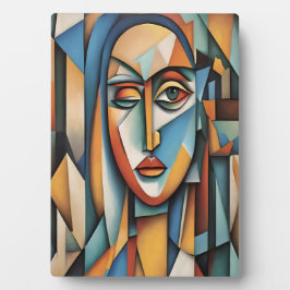 Placa Retrato Cubista Vibrante Abstrato Arte Geométrica