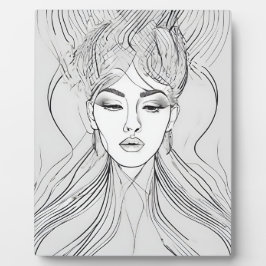 Placa Retrato de Arte Moderna em Linha Elegante