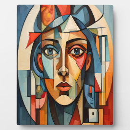 Placa Retrato Geométrico Cubista Moderno