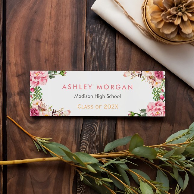 Placa Romântica De Inserção De Graduação Floral Ro (Criador carregado)