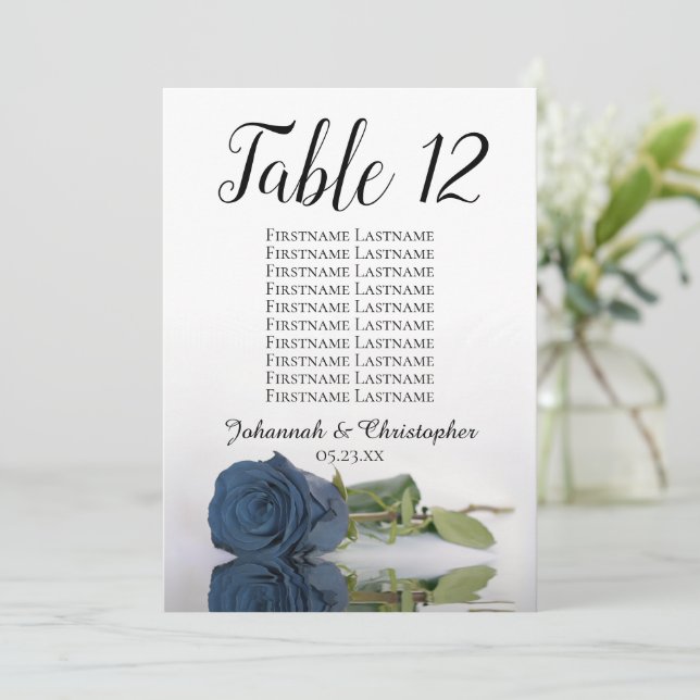 Placa Rosa de Mesa de Casamento de Aço Azul Grande (Em pé/Frente)