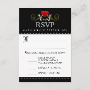 Placa RSVP 3,5x5 com seleções de menu - Esqueletos