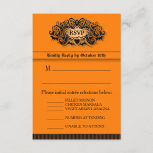 Placa RSVP 3,5x5 - Menu - Laranja e Preta