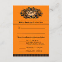 Placa RSVP 3,5x5 - Menu - Laranja e Preto
