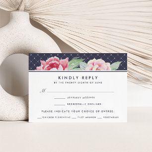 Placa RSVP Antigua Peony com Escolha de Refeição