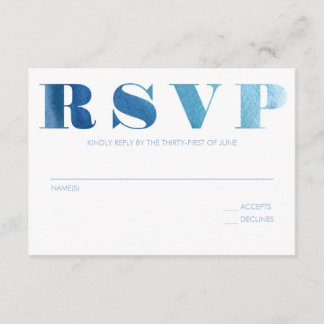 Placa RSVP Azul de Cores Aquáticas