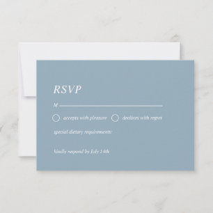 Placa RSVP azul empoeirada simples