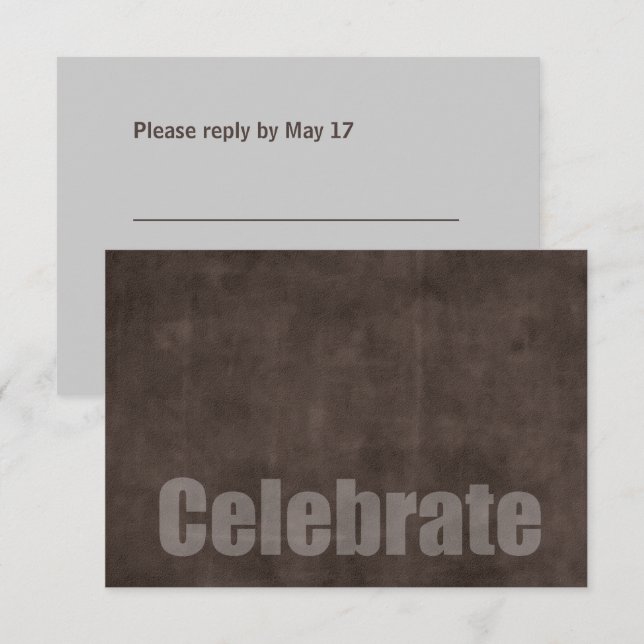 Placa RSVP bar Mitzvah Grunge Brown (Frente/Verso)