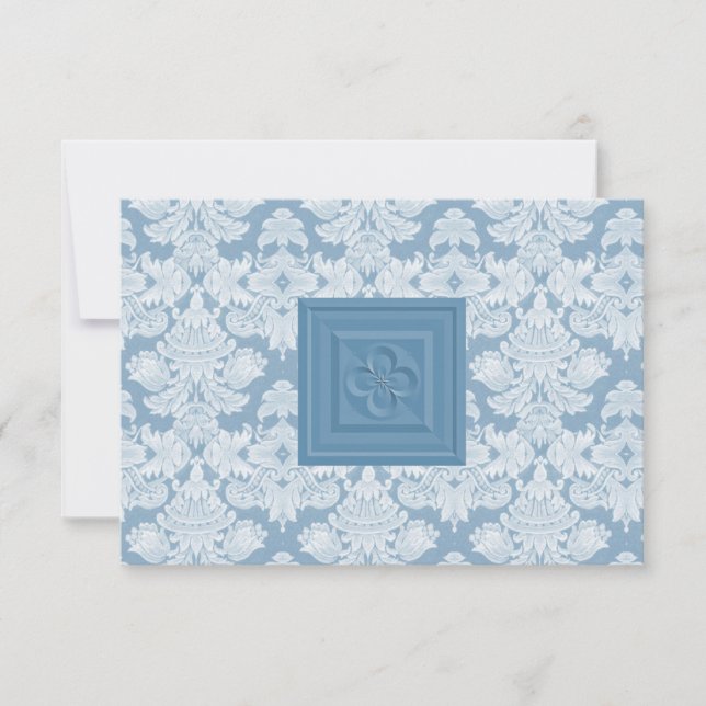 Placa RSVP Blue Damask com cruz ou quatrefoil (Frente)