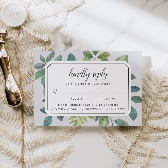 Placa RSVP Botânica com opção de refeição (Criador carregado)