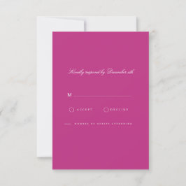 Placa RSVP Branca e Magenta de Script Elegante