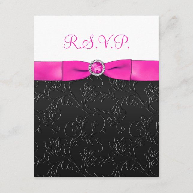 Placa RSVP Branca, Preta, Rosa-Quente, Impressa (Frente)