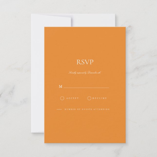 Placa RSVP Branco e Laranja Elegante (Frente)