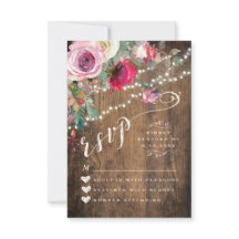 PLACA RSVP | Casamento de Luzes Florais Rustic Str