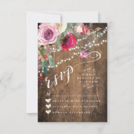 PLACA RSVP | Casamento de Luzes Florais Rustic Str