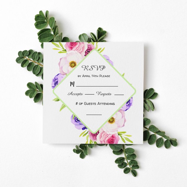 Placa RSVP | Casamento Floral Elegante De Aquarela (Criador carregado)