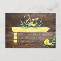 PLACA RSVP | Casamento Rustic Wood Lemon Watercolo