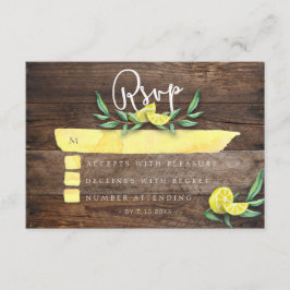 PLACA RSVP | Casamento Rustic Wood Lemon Watercolo