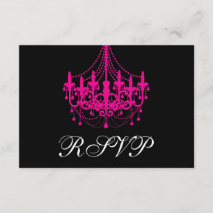 Placa RSVP Chandelier Preta e Rosa Quente Elegante
