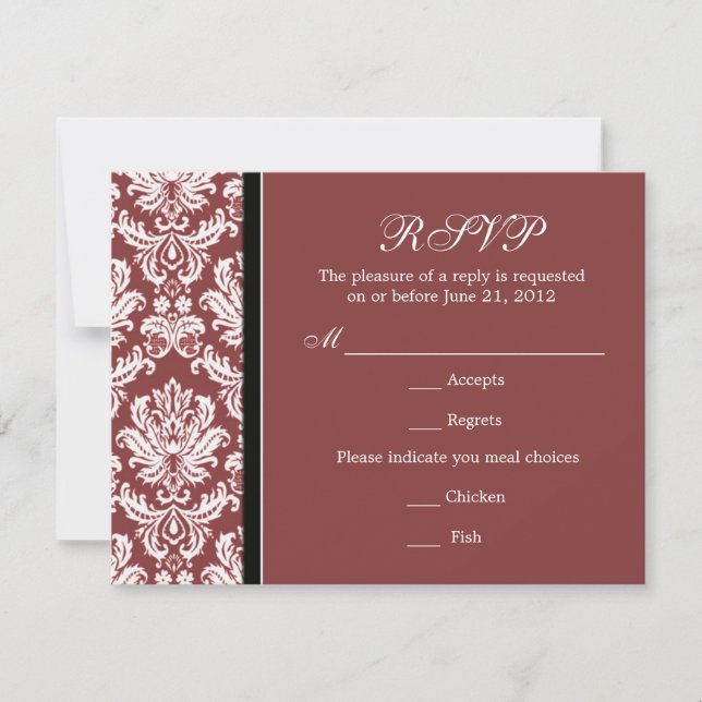 Placa RSVP Clássica Damask Burgundy (Frente)
