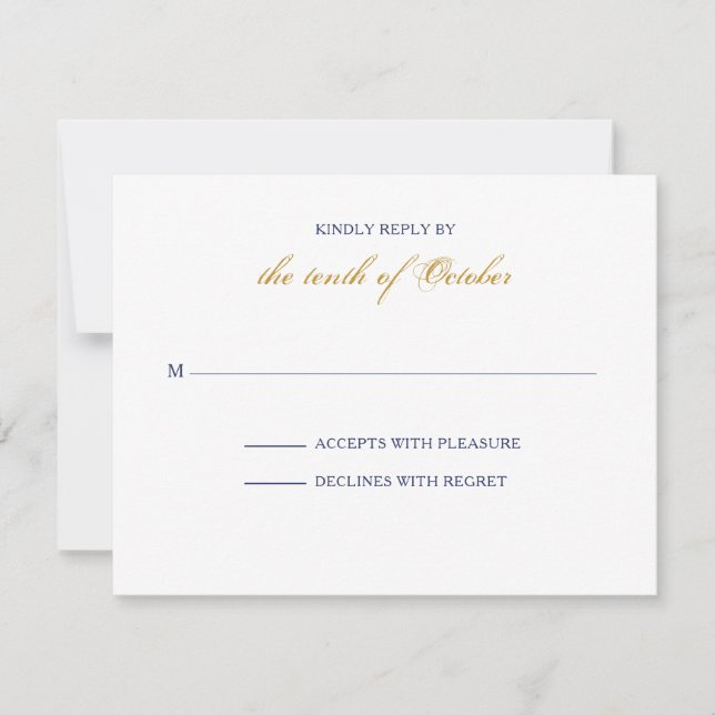 Placa RSVP Clássica Dourada e Marinho (Frente)