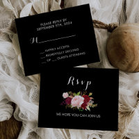 Placa Rsvp Clássica em Preto Tropical e Borgonha