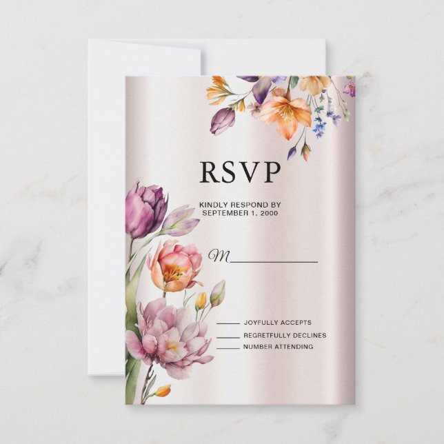Placa RSVP Colorida Spring Flowers (Frente)