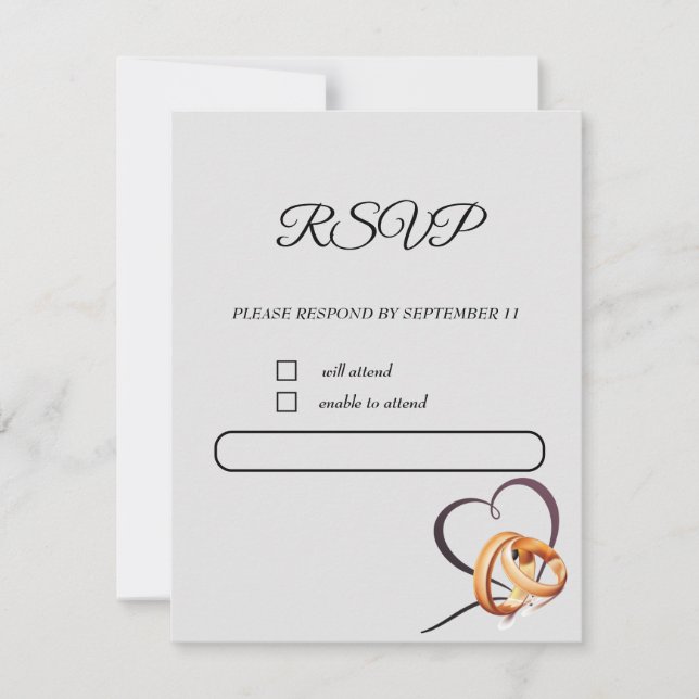 placa rsvp com anéis de weddin (Frente)