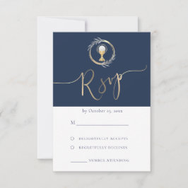 placa RSVP da Primeira Comunhão azul design