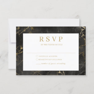 Placa RSVP de agrato de dourado preto