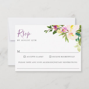 Placa RSVP de Alergia à Comida de Casamento Flora
