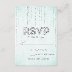Placa RSVP de Aparência de Olhar de Casamento Aqua